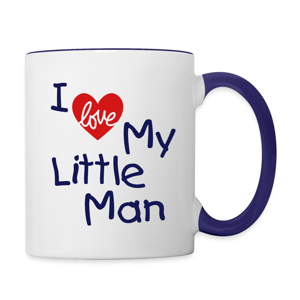 I Love My Little Man Coffee Mug (Personalizable) - white/cobalt blue