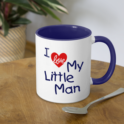 I Love My Little Man Coffee Mug (Personalizable) - white/cobalt blue