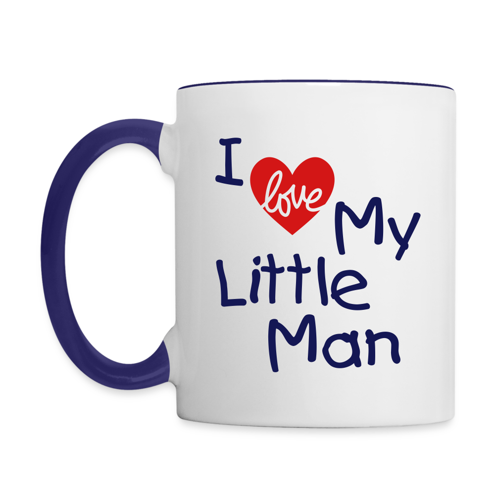 I Love My Little Man Coffee Mug (Personalizable) - white/cobalt blue