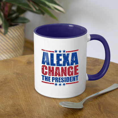 Alexa Change the President Coffee Mug - white/cobalt blue