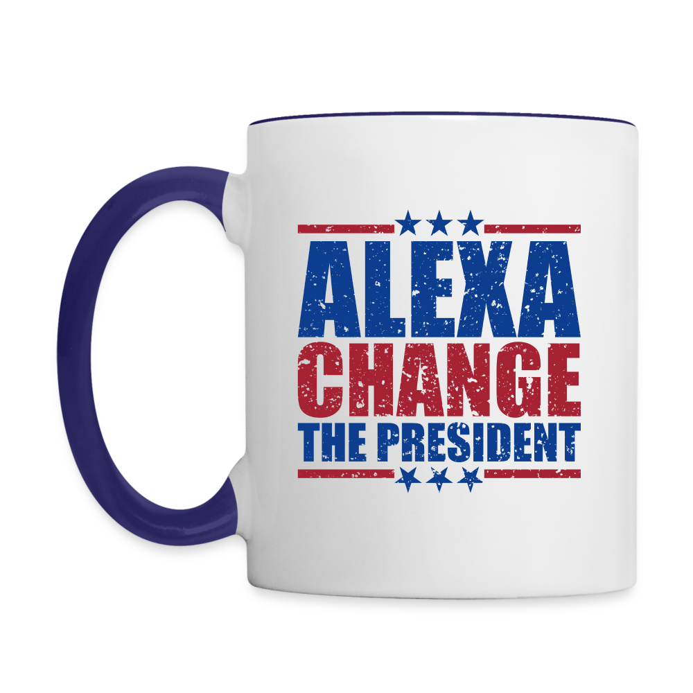 Alexa Change the President Coffee Mug - white/cobalt blue