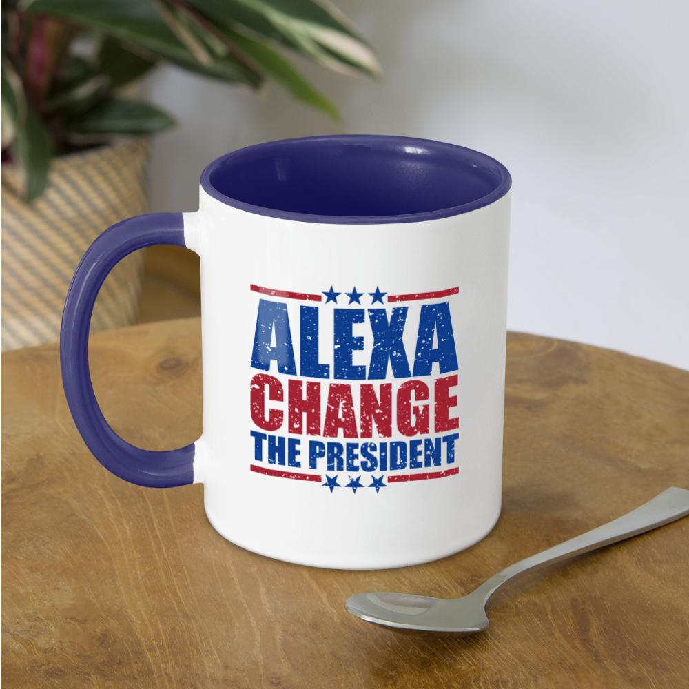 Alexa Change the President Coffee Mug - white/cobalt blue