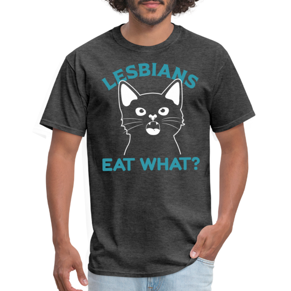 Lesbian Eat What ? T-Shirt (PussyCat) - heather black