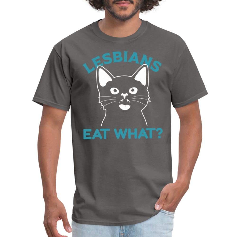 Lesbian Eat What ? T-Shirt (PussyCat) - charcoal