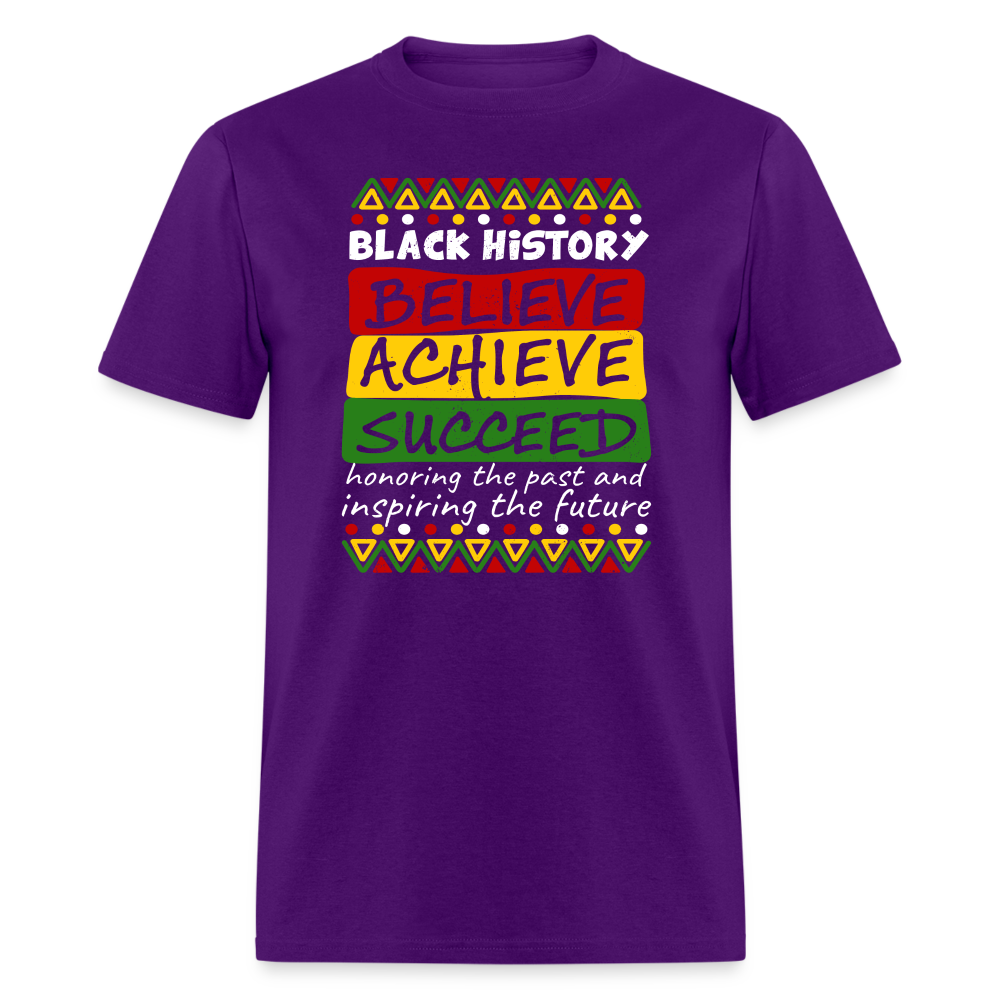 Black History T-Shirt (Believe Achieve Succeed) - purple