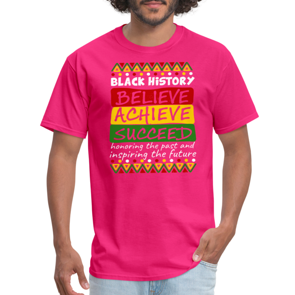 Black History T-Shirt (Believe Achieve Succeed) - fuchsia