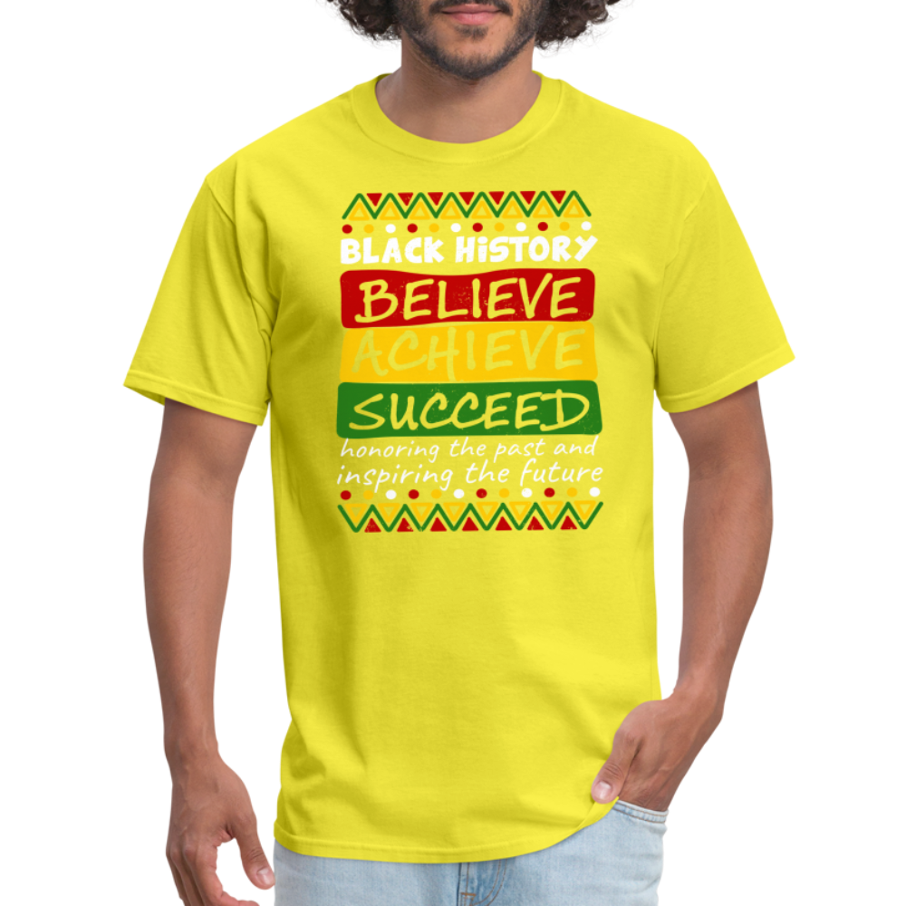 Black History T-Shirt (Believe Achieve Succeed) - yellow