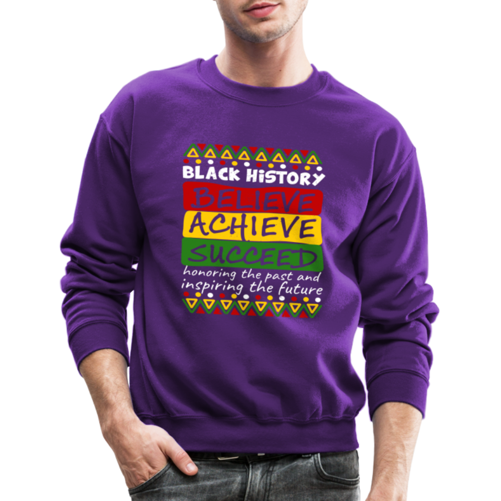 Black History Sweatshirt (Believe Achieve Succeed) - purple
