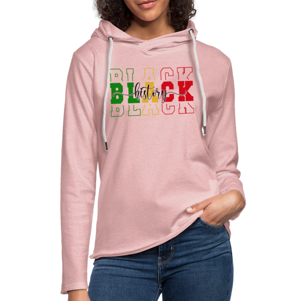 Black History Lightweight Terry Hoodie - cream heather pink