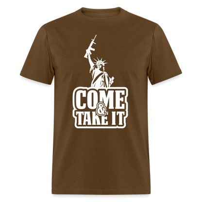 Come & Take It T-Shirt - (2nd Amendment Statute of Liberty) - brown