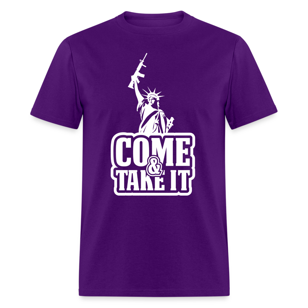 Come & Take It T-Shirt - (2nd Amendment Statute of Liberty) - purple