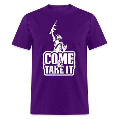 Come & Take It T-Shirt - (2nd Amendment Statute of Liberty) - purple