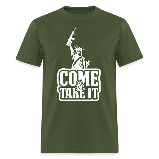 Come & Take It T-Shirt - (2nd Amendment Statute of Liberty) - military green