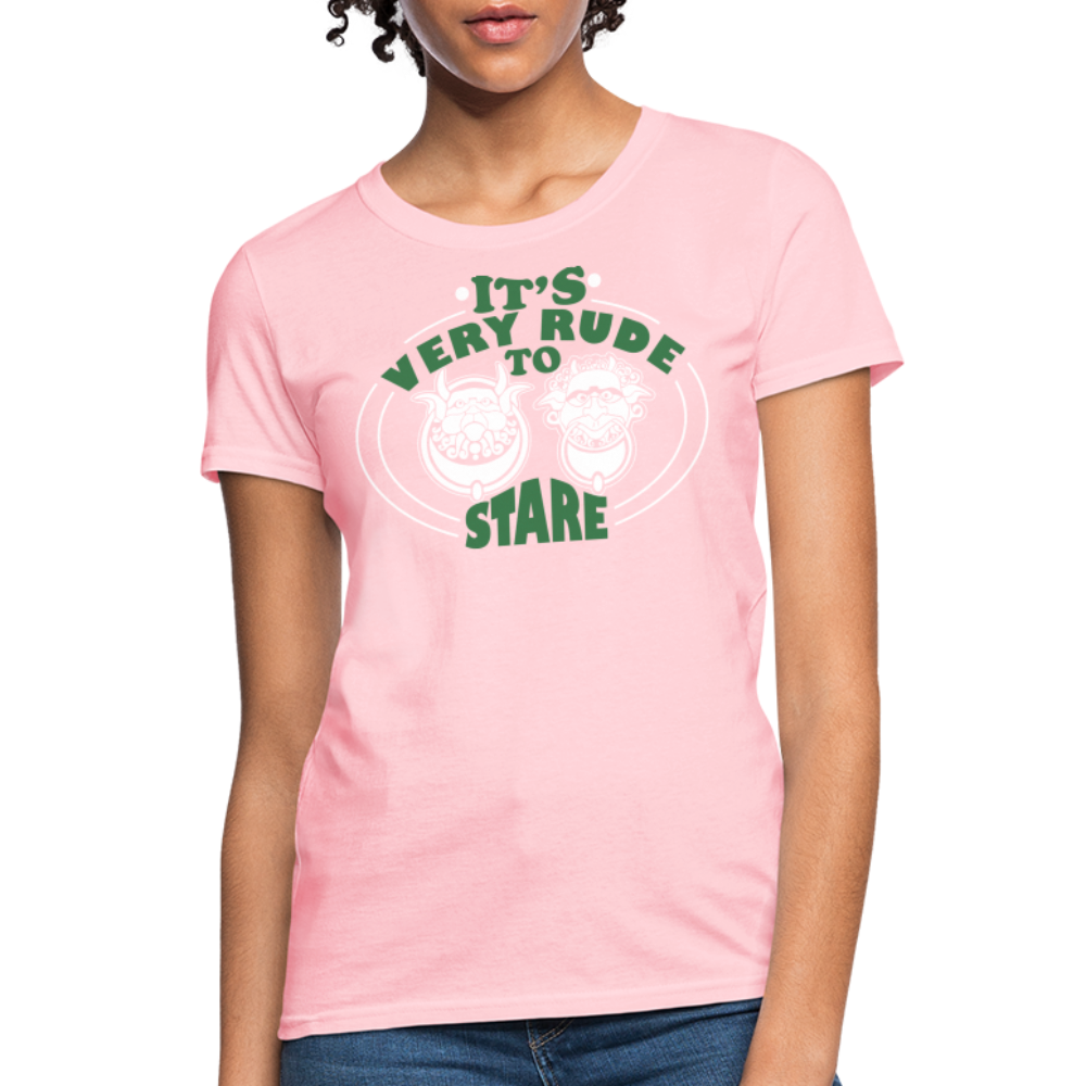 It's Very Rude To Stare Women's T-Shirt (Knockers) - pink