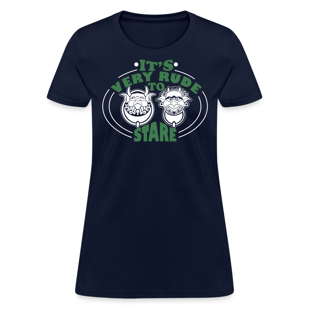 It's Very Rude To Stare Women's T-Shirt (Knockers) - navy