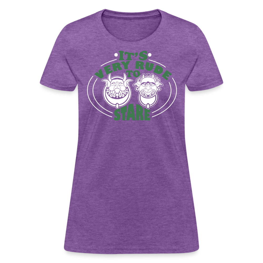 It's Very Rude To Stare Women's T-Shirt (Knockers) - purple heather