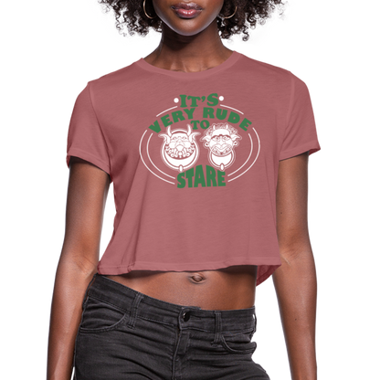 It's Very Rude To Stare Women's Cropped Top T-Shirt (Knockers) - mauve