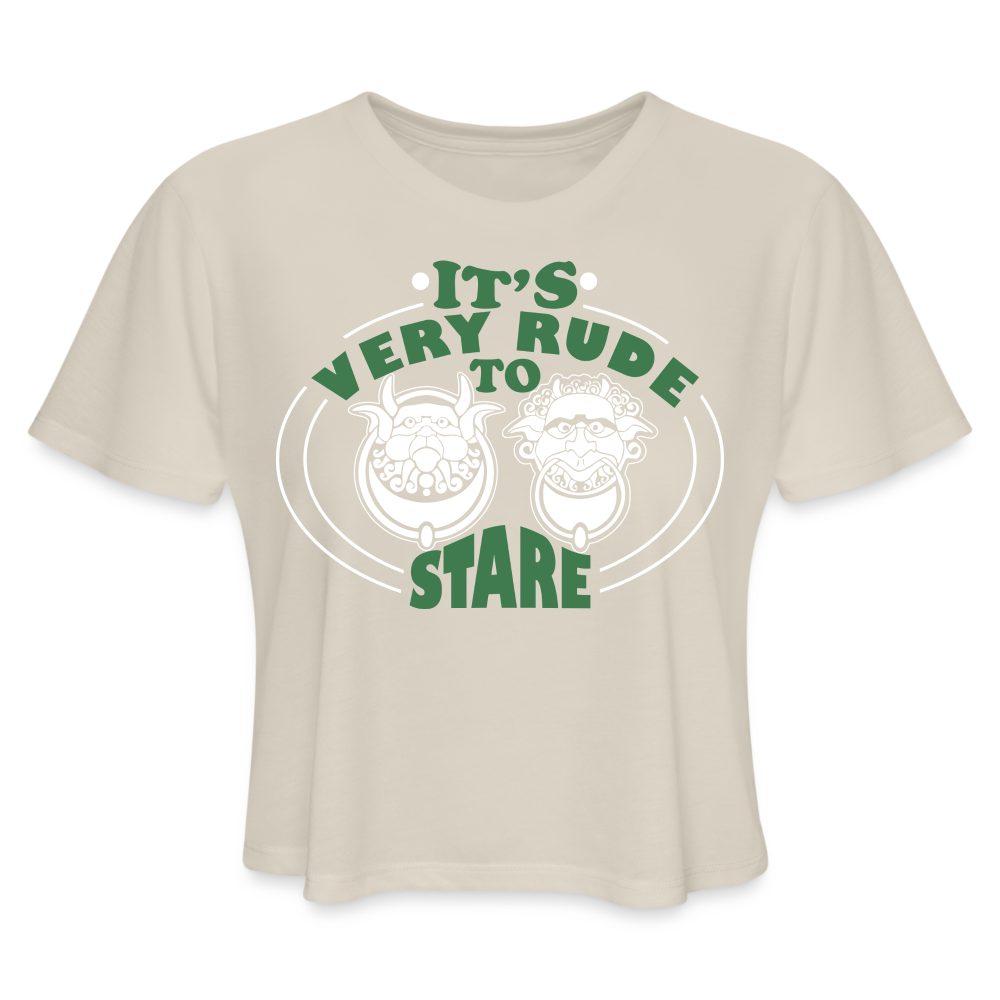 It's Very Rude To Stare Women's Cropped Top T-Shirt (Knockers) - dust