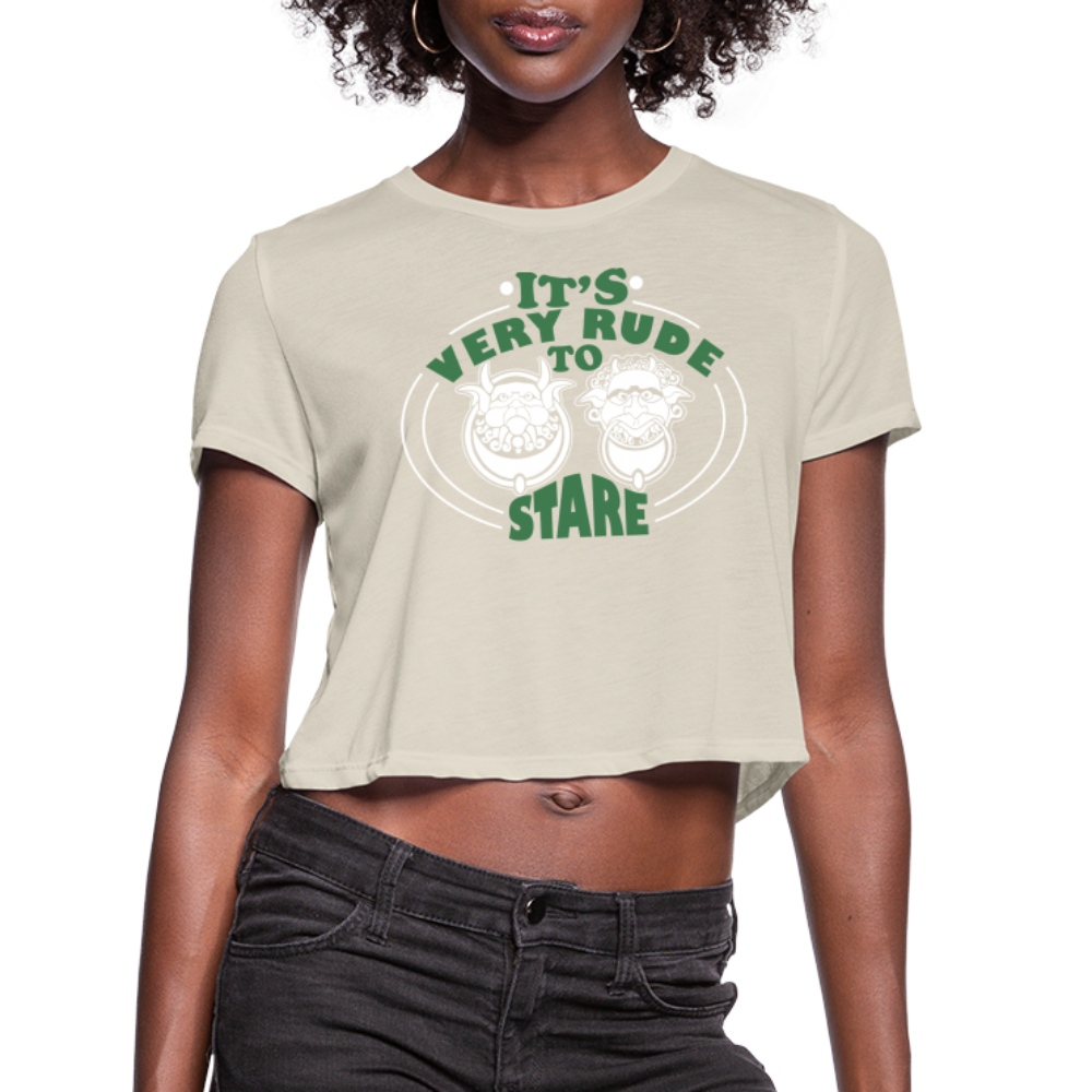 It's Very Rude To Stare Women's Cropped Top T-Shirt (Knockers) - dust