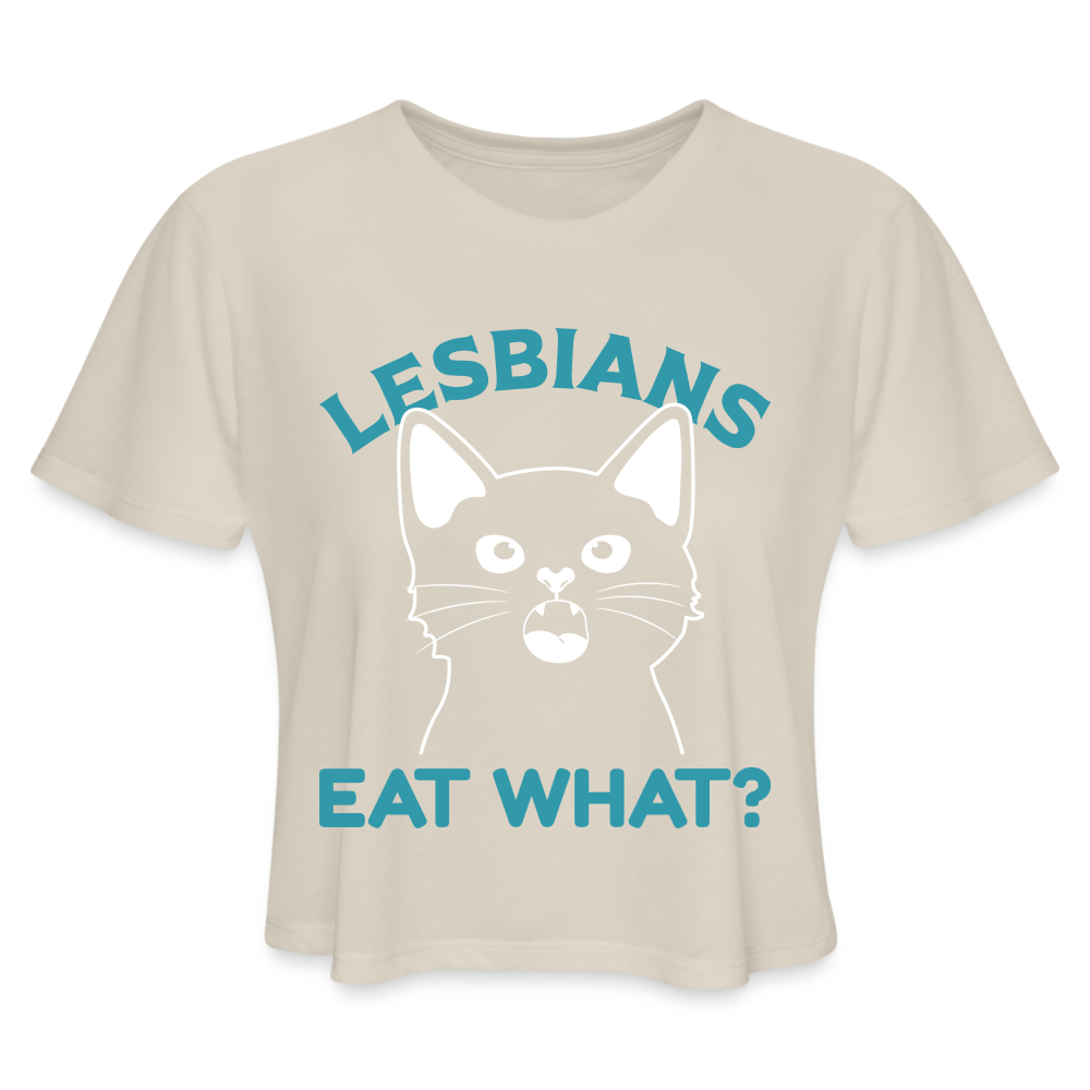 Lesbians Eat What Cropped Top T-Shirt (Pussy Cat) - dust