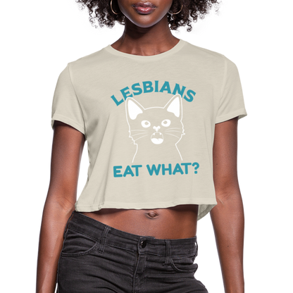 Lesbians Eat What Cropped Top T-Shirt (Pussy Cat) - dust