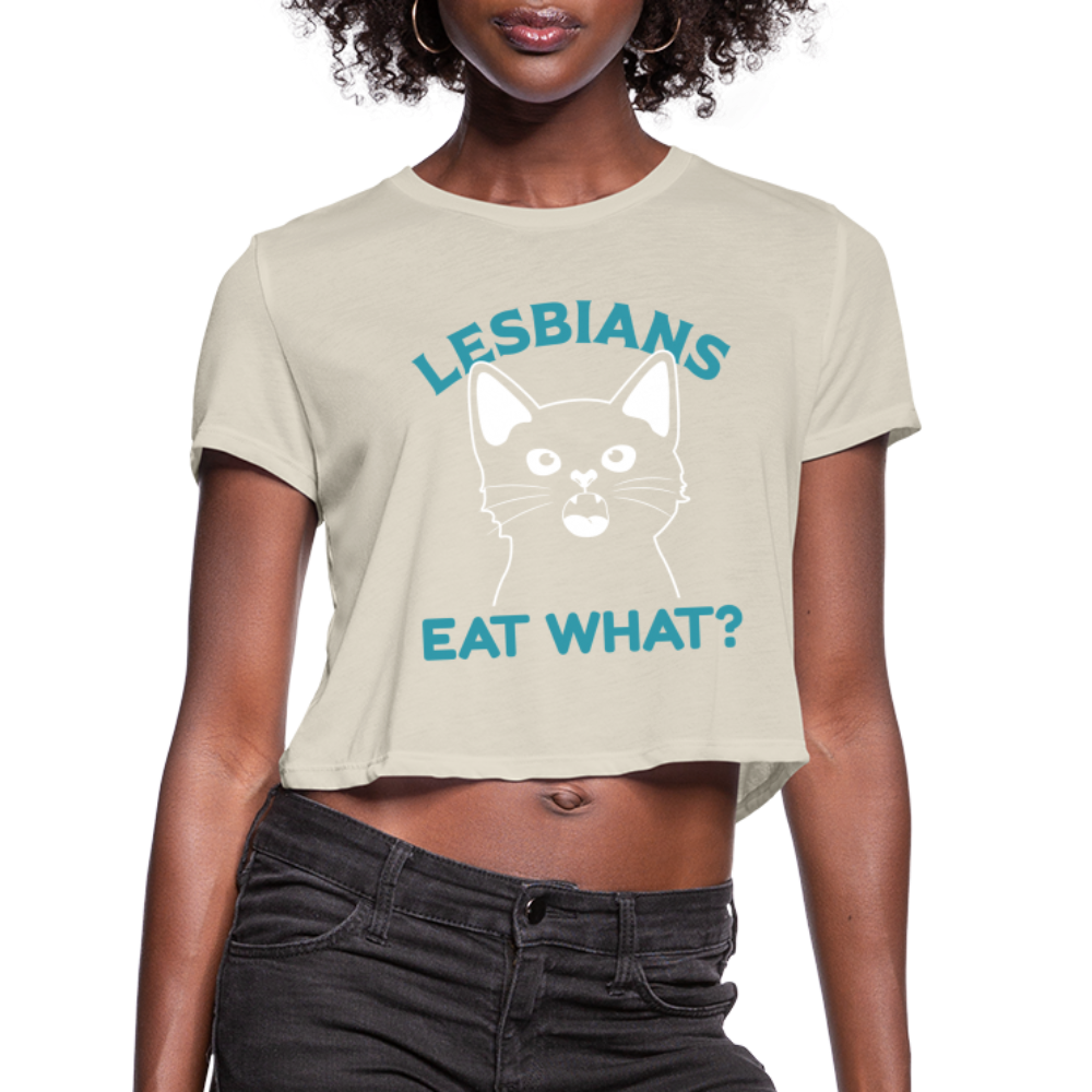 Lesbians Eat What Cropped Top T-Shirt (Pussy Cat) - dust
