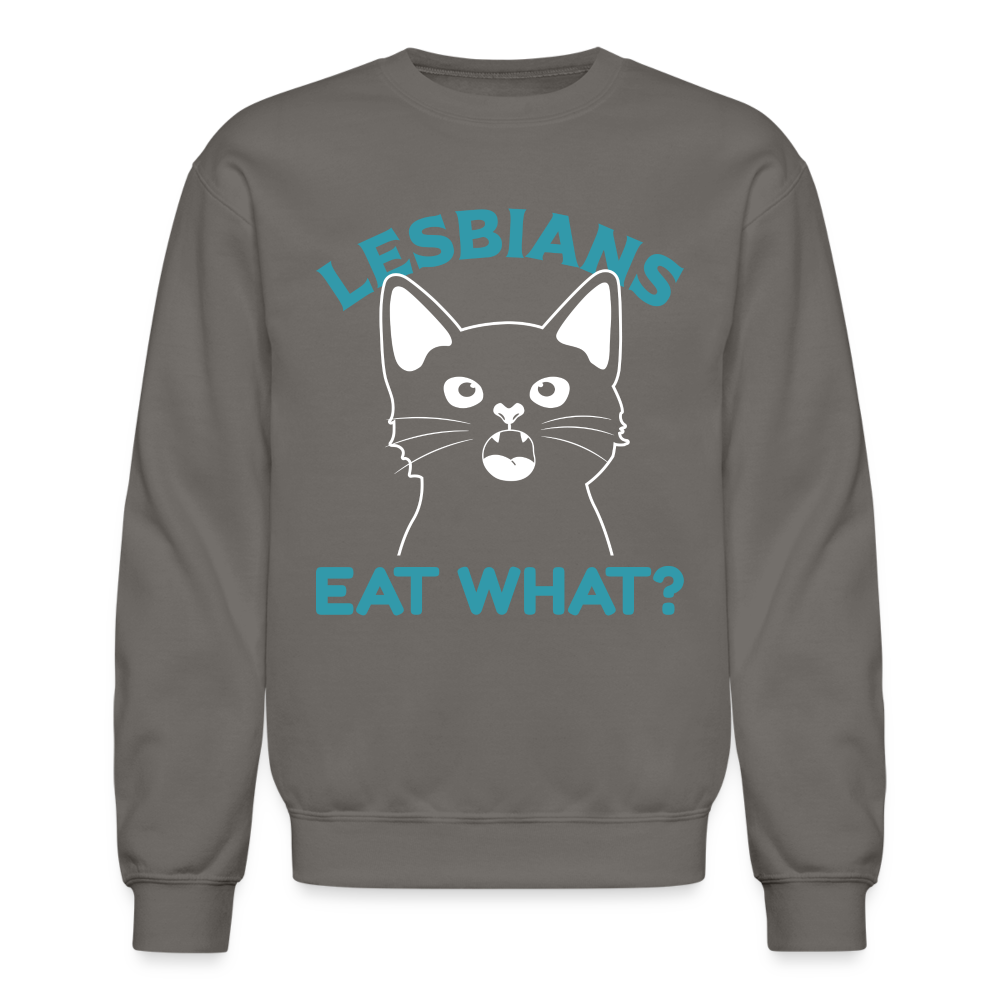 Lesbians Eat What Sweatshirt (Pussy Cat) - asphalt gray