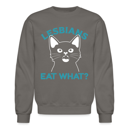 Lesbians Eat What Sweatshirt (Pussy Cat) - asphalt gray