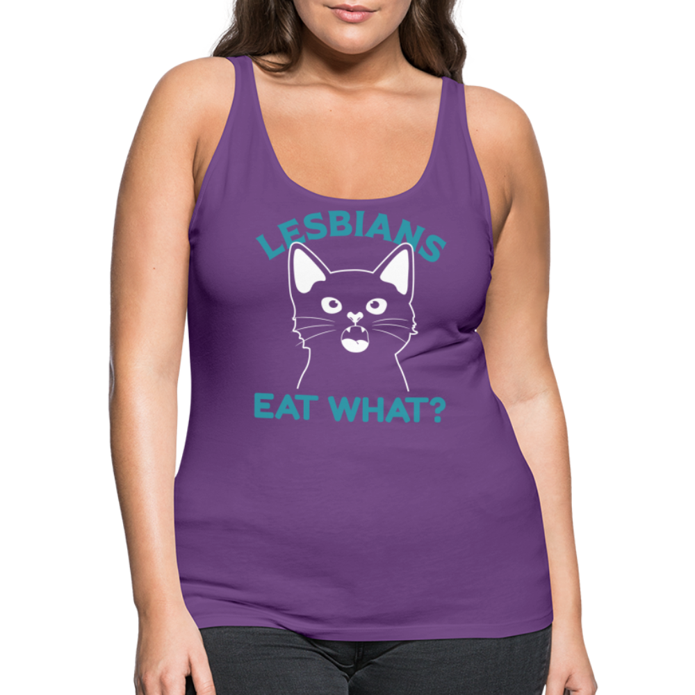Lesbians Eat What Women’s Premium Tank Top (Pussy Cat) - purple