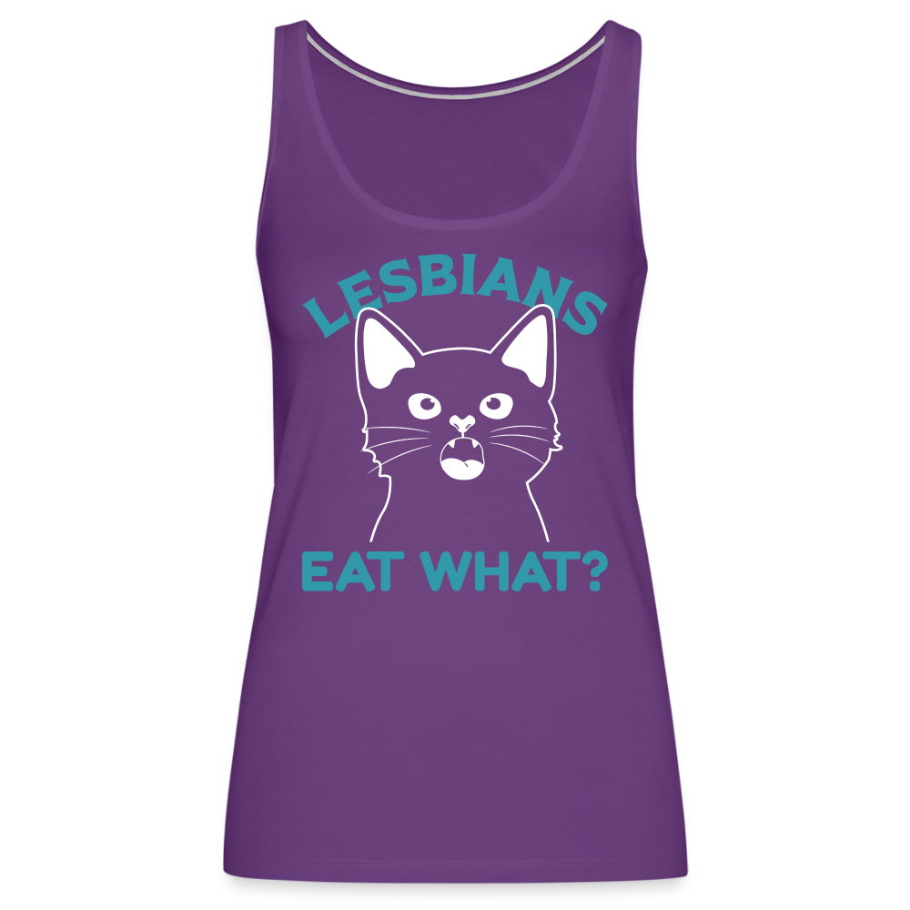 Lesbians Eat What Women’s Premium Tank Top (Pussy Cat) - purple