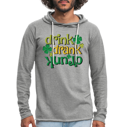 Drink Drank Drunk Lightweight Terry Hoodie (St Patrick's) - heather gray