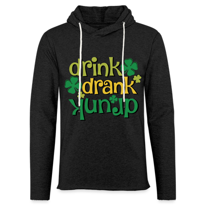 Drink Drank Drunk Lightweight Terry Hoodie (St Patrick's) - charcoal grey