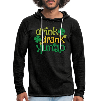 Drink Drank Drunk Lightweight Terry Hoodie (St Patrick's) - charcoal grey
