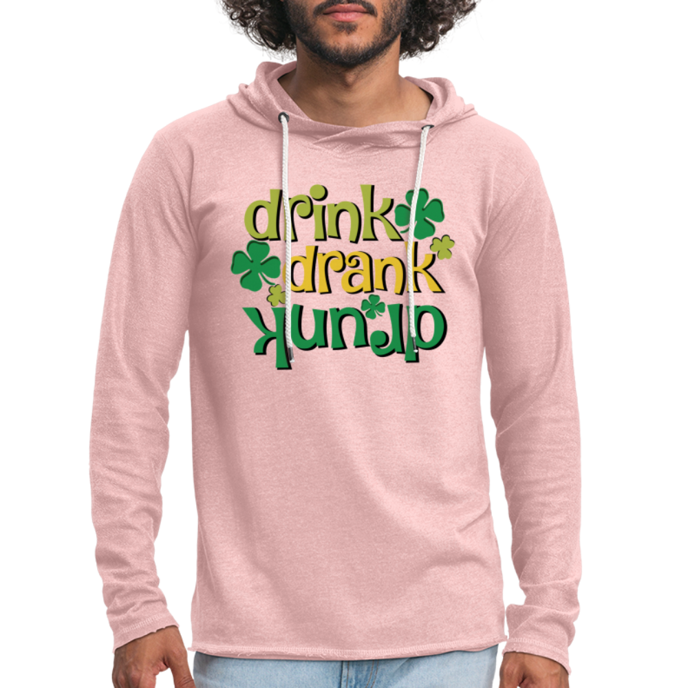 Drink Drank Drunk Lightweight Terry Hoodie (St Patrick's) - cream heather pink