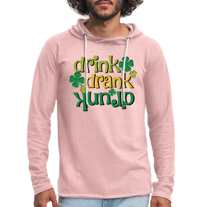 Drink Drank Drunk Lightweight Terry Hoodie (St Patrick's) - cream heather pink