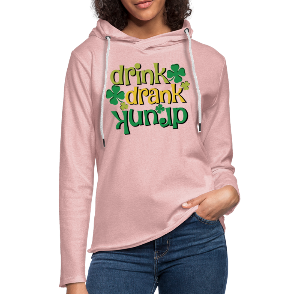 Drink Drank Drunk Lightweight Terry Hoodie (St Patrick's) - cream heather pink