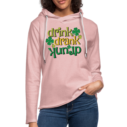 Drink Drank Drunk Lightweight Terry Hoodie (St Patrick's) - cream heather pink