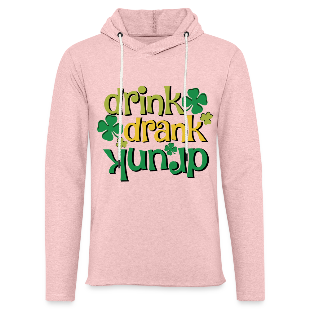 Drink Drank Drunk Lightweight Terry Hoodie (St Patrick's) - cream heather pink