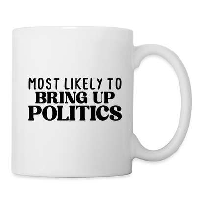 User Most Likely To Bring Up Politics Coffee Mug - white