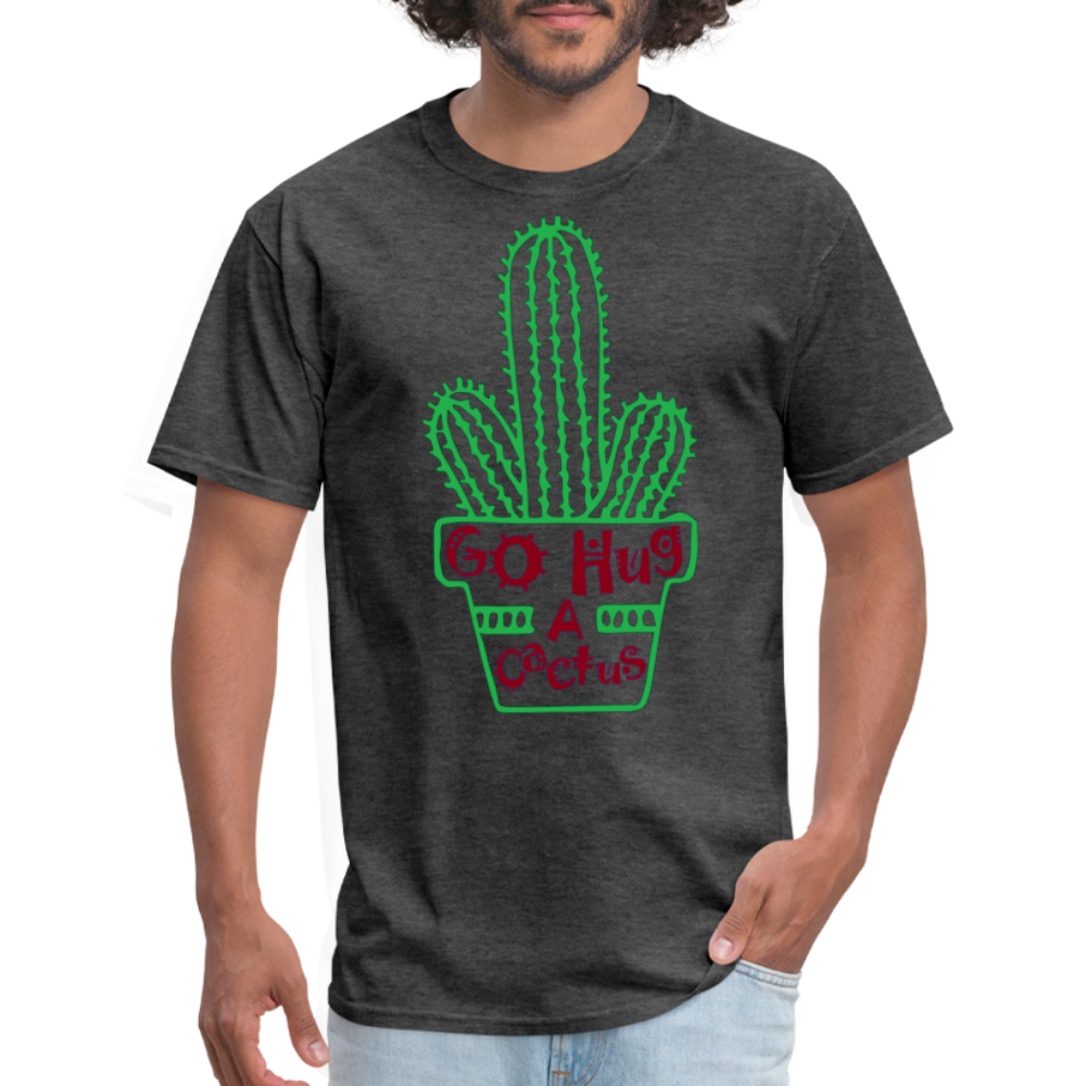Go Hug A Cactus T-Shirt - heather black