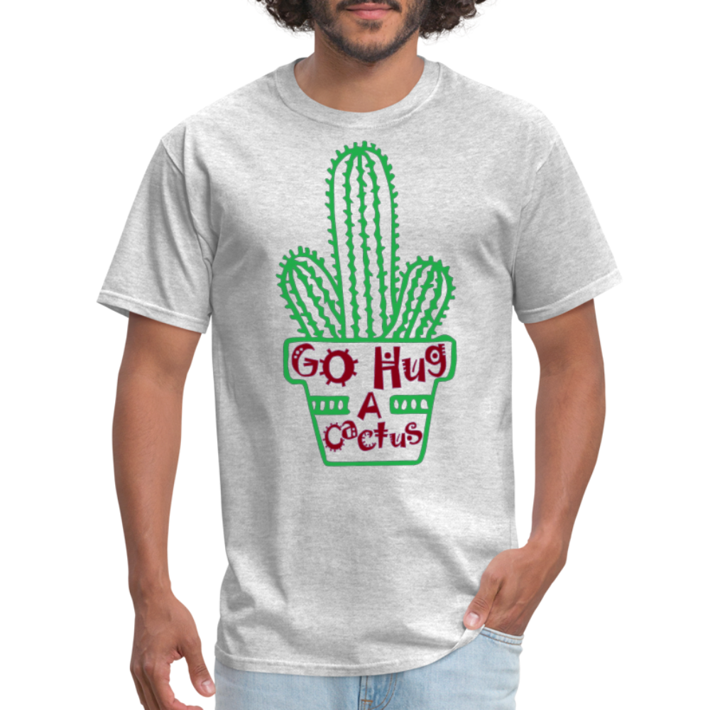 Go Hug A Cactus T-Shirt - heather gray