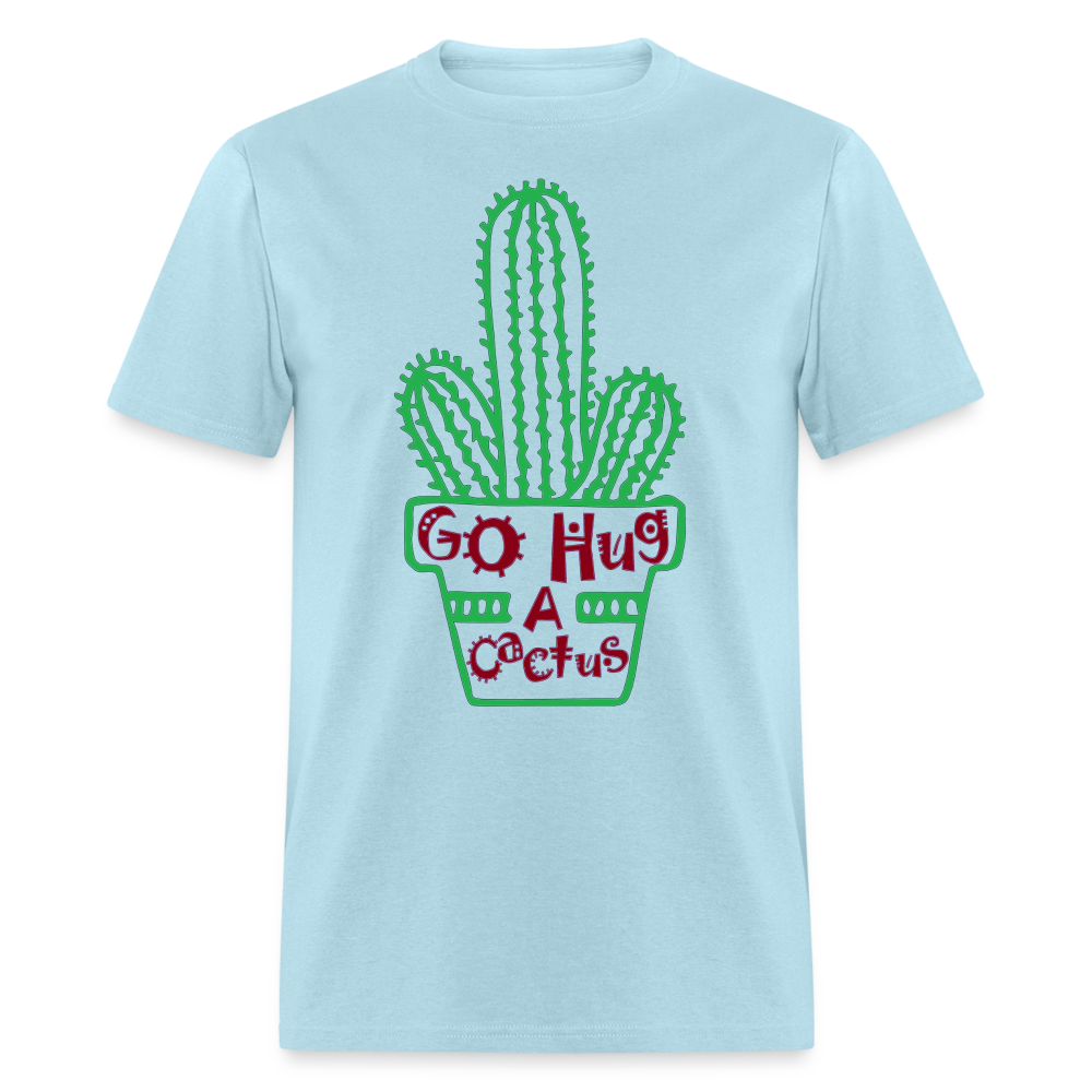 Go Hug A Cactus T-Shirt - powder blue