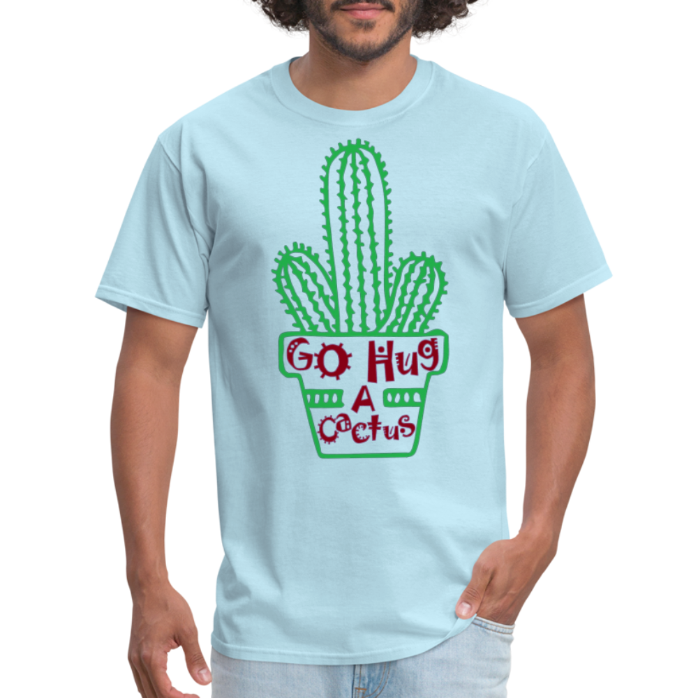 Go Hug A Cactus T-Shirt - powder blue