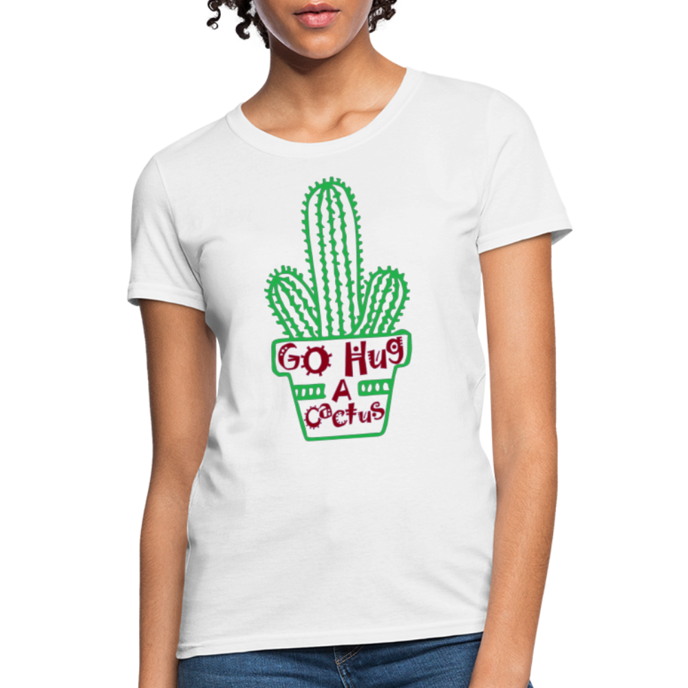 Go Hug A Cactus Women's T-Shirt - white