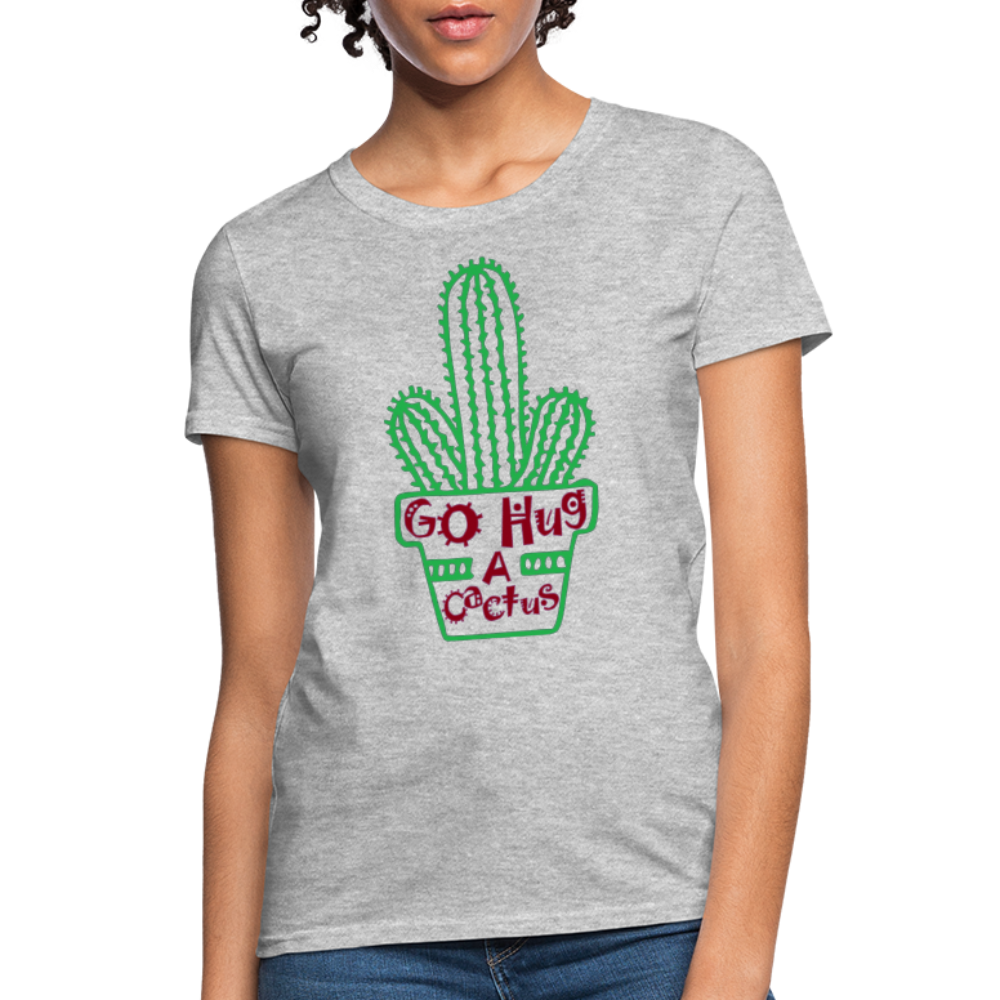 Go Hug A Cactus Women's T-Shirt - heather gray