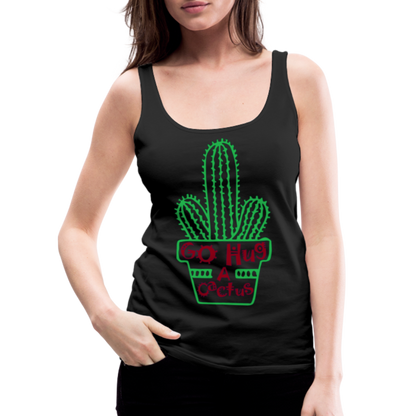 Go Hug A Cactus Women’s Premium Tank Top - black