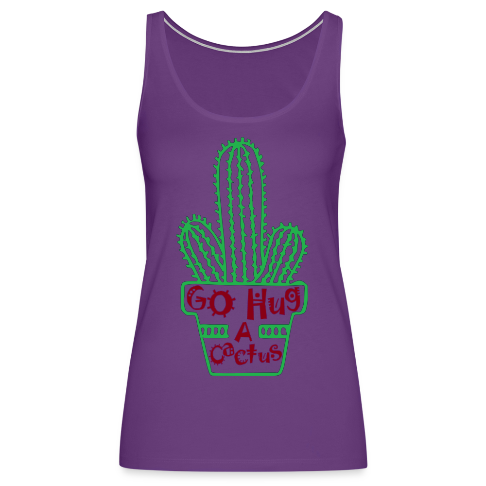 Go Hug A Cactus Women’s Premium Tank Top - purple