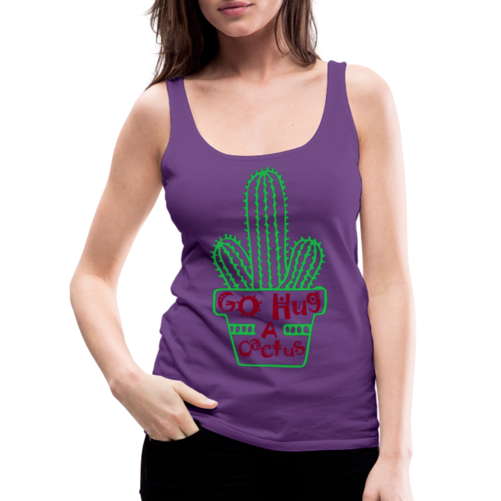 Go Hug A Cactus Women’s Premium Tank Top - purple