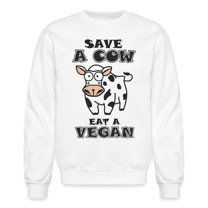 Save A Cow Eat A Vegan Sweatshirt - white