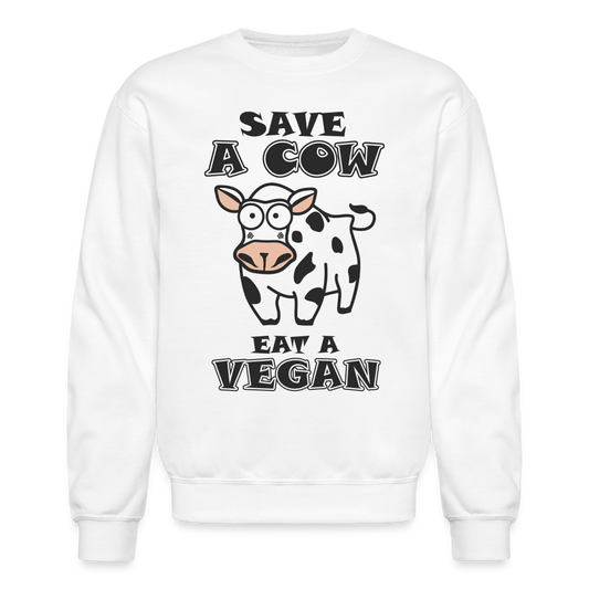 Save A Cow Eat A Vegan Sweatshirt - white